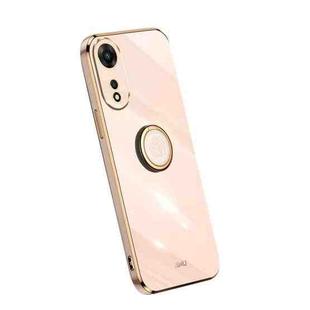 For OPPO A1 Pro 5G XINLI Straight Edge Electroplate TPU Phone Case with Ring(Pink)