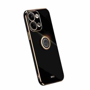 For OPPO Reno9 5G XINLI Straight Edge Electroplate TPU Phone Case with Ring(Black)