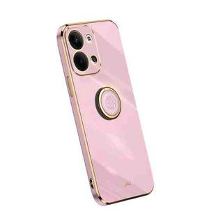 For OPPO Reno9 5G XINLI Straight Edge Electroplate TPU Phone Case with Ring(Cherry Purple)