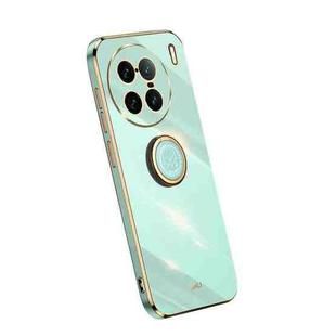 For vivo X90 Pro+ XINLI Straight Edge Electroplate TPU Phone Case with Ring(Mint Green)