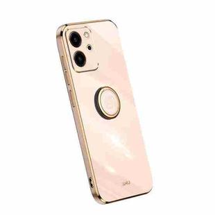 For Honor 80 SE 5G XINLI Straight Edge Electroplate TPU Phone Case with Ring(Pink)
