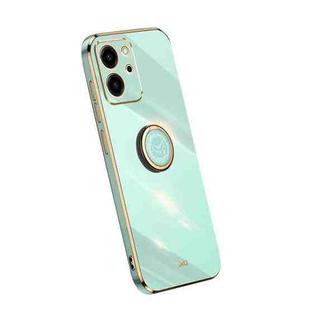 For Honor 80 SE 5G XINLI Straight Edge Electroplate TPU Phone Case with Ring(Mint Green)