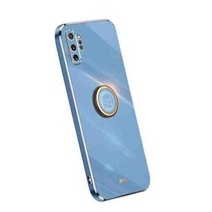 For Samsung Galaxy Note10+ XINLI Straight Edge Electroplate TPU Phone Case with Ring(Celestial Blue)