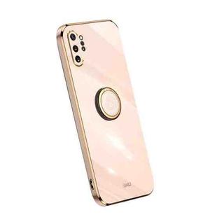 For Samsung Galaxy Note10+ XINLI Straight Edge Electroplate TPU Phone Case with Ring(Pink)