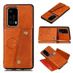 For Huawei P40 Pro PU + TPU Shockproof Magnetic Protective Case with Card Slots(Brown)