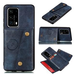 For Huawei P40 Pro PU + TPU Shockproof Magnetic Protective Case with Card Slots(Blue)