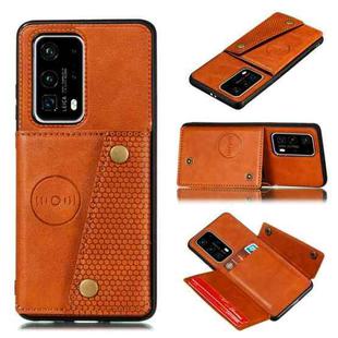 For Huawei P40 Pro+ PU + TPU Shockproof Magnetic Protective Case with Card Slots(Brown)