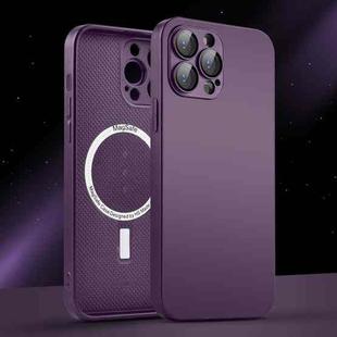 For iPhone 14 Pro Max AG Glass MagSafe Magnetic Phone Case(Dark Purple)