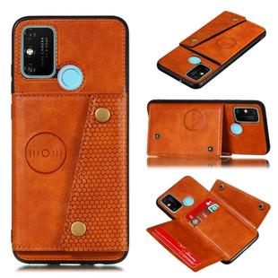 For Huawei RY9A PU + TPU Shockproof Magnetic Protective Case with Card Slots(Brown)