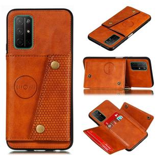 For Huawei RY30S PU + TPU Shockproof Magnetic Protective Case with Card Slots(Brown)