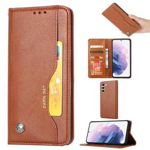 For Samsung Galaxy S23 5G Knead Skin Texture Horizontal Flip Leather Phone Case(Brown)