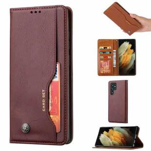 For Samsung Galaxy S23 Ultra 5G Knead Skin Texture Horizontal Flip Leather Phone Case(Wine Red)