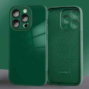 For iPhone 14 Pro 9D Tempered Glass Phone Case(Dark Green)