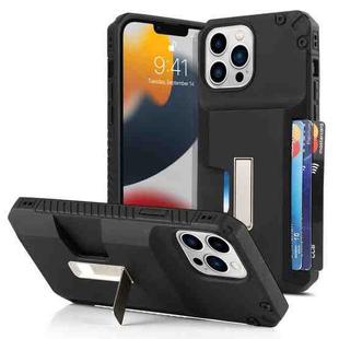 For iPhone 14 Pro Frosted Card Slot Holder Phone Case(Black)