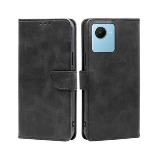 For Realme C30s Calf Texture Buckle Flip Leather Phone Case(Black)