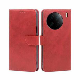 For vivo X90 Pro+ Calf Texture Buckle Flip Leather Phone Case(Red)