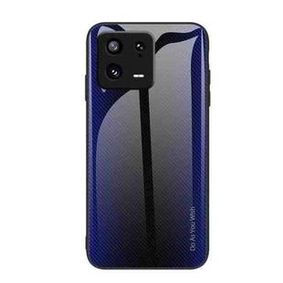 For Xiaomi 13 Texture Gradient Glass TPU Phone Case(Dark Blue)