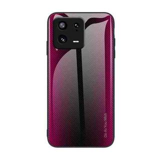 For Xiaomi 13 Texture Gradient Glass TPU Phone Case(Rose Red)