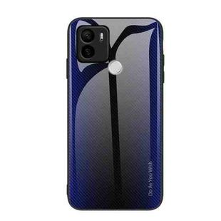 For Xiaomi Redmi A1+ Texture Gradient Glass TPU Phone Case(Dark Blue)