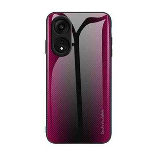 For OPPO A1 Pro Texture Gradient Glass TPU Phone Case(Rose Red)