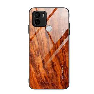 For Xiaomi Redmi A1+ Wood Grain Glass TPU Phone Case(Light Brown)