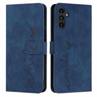 For Samsung Galaxy A54 5G Skin Feel Heart Embossed Leather Phone Case(Blue)