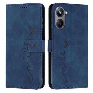 For Realme 10 4G Skin Feel Heart Embossed Leather Phone Case(Blue)