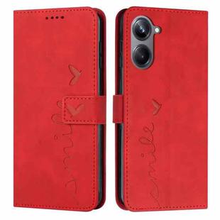 For Realme 10 4G Skin Feel Heart Embossed Leather Phone Case(Red)