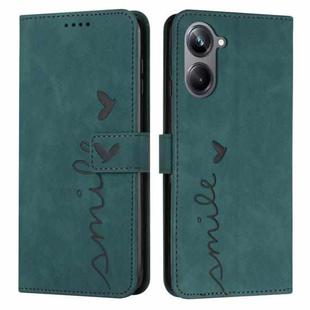 For Realme 10 Pro Skin Feel Heart Embossed Leather Phone Case(Green)