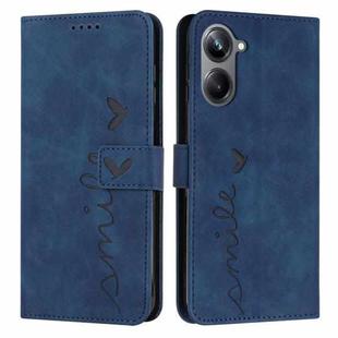 For Realme 10 Pro Skin Feel Heart Embossed Leather Phone Case(Blue)