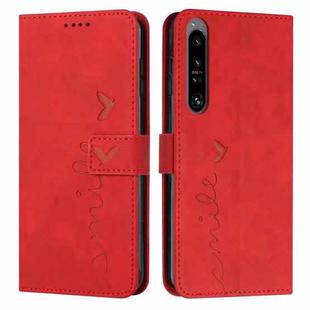For Sony Xperia 1 IV Skin Feel Heart Embossed Leather Phone Case(Red)