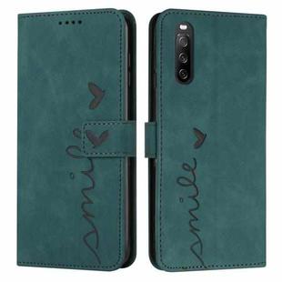 For Sony Xperia 10 IV Skin Feel Heart Embossed Leather Phone Case(Green)