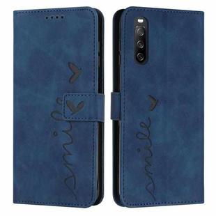 For Sony Xperia 10 IV Skin Feel Heart Embossed Leather Phone Case(Blue)