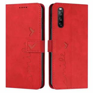 For Sony Xperia 10 IV Skin Feel Heart Embossed Leather Phone Case(Red)