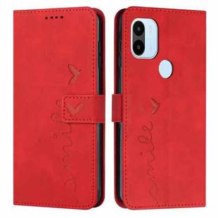 For Xiaomi Redmi A1+ Skin Feel Heart Embossed Leather Phone Case(Red)