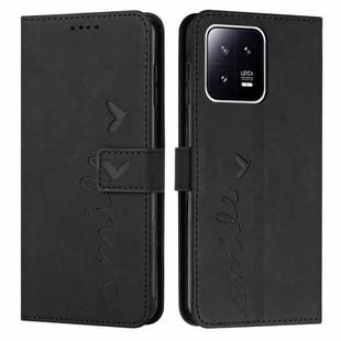 For Xiaomi 13 Skin Feel Heart Embossed Leather Phone Case(Black)