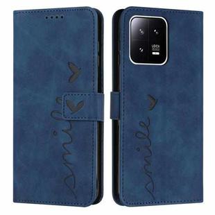 For Xiaomi 13 Skin Feel Heart Embossed Leather Phone Case(Blue)