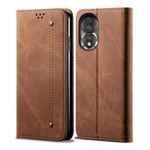 For Honor 80 Denim Texture Leather Phone Case(Brown)