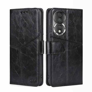 For Honor 80 Geometric Stitching Horizontal Flip Leather Phone Case(Black)