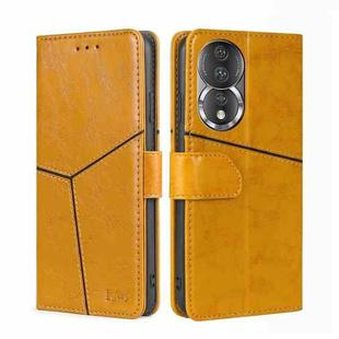 For Honor 80 Geometric Stitching Horizontal Flip Leather Phone Case(Yellow)