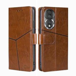 For Honor 80 Geometric Stitching Horizontal Flip Leather Phone Case(Light Brown)