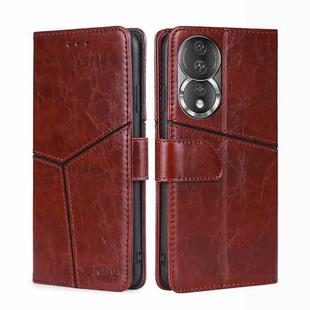For Honor 80 Geometric Stitching Horizontal Flip Leather Phone Case(Dark Brown)