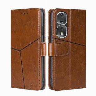 For Honor 80 Pro Geometric Stitching Horizontal Flip Leather Phone Case(Light Brown)