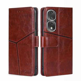 For Honor 80 Pro Geometric Stitching Horizontal Flip Leather Phone Case(Dark Brown)