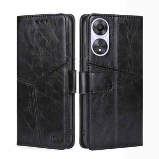 For OPPO A58 5G Geometric Stitching Horizontal Flip Leather Phone Case(Black)