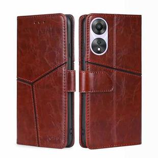 For OPPO A58 5G Geometric Stitching Horizontal Flip Leather Phone Case(Dark Brown)