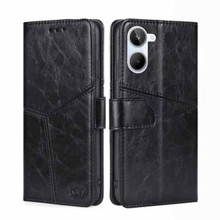For Realme 10 4G Geometric Stitching Horizontal Flip Leather Phone Case(Black)
