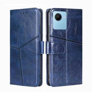 For Realme C30s Geometric Stitching Horizontal Flip Leather Phone Case(Blue)