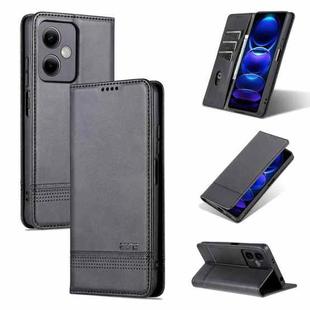 For Xiaomi Redmi Note 12 China AZNS Magnetic Calf Texture Leather Phone Case(Black)