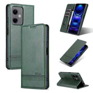 For Xiaomi Redmi Note 12 China AZNS Magnetic Calf Texture Leather Phone Case(Dark Green)